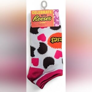 Reese's Valentine Themed Socks 2 Pairs, Fit Shoe Size 5-9.5, New